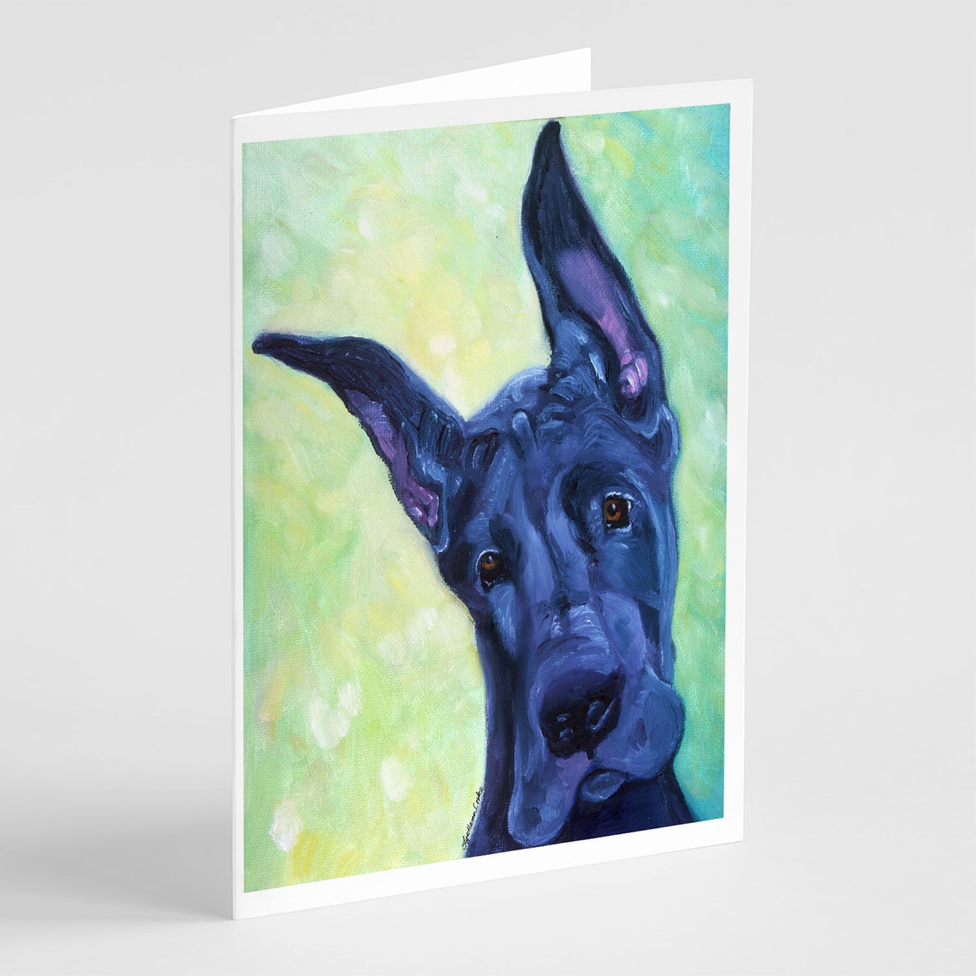 Great Dane Midnight Puppy Greeting Cards And Envelopes Pack Of 8