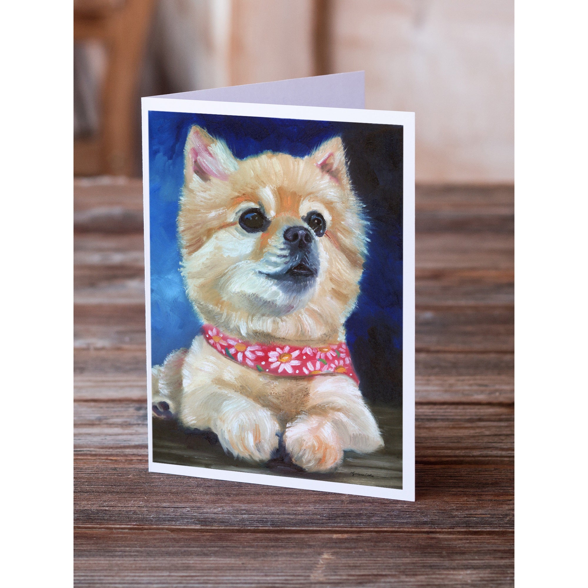 Fancy Bandana Pomeranian Puppy Greeting Cards And Envelopes Pack Of 8