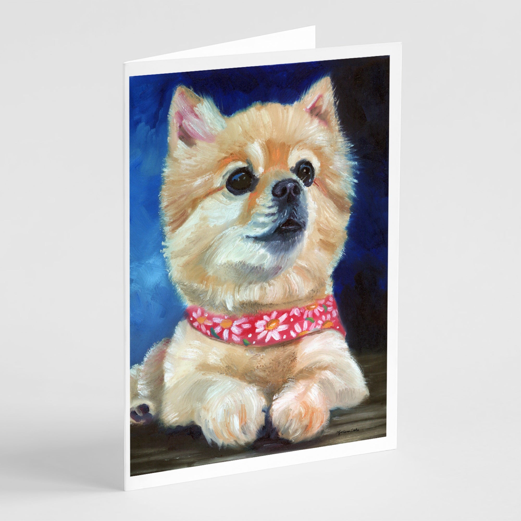 Fancy Bandana Pomeranian Puppy Greeting Cards And Envelopes Pack Of 8
