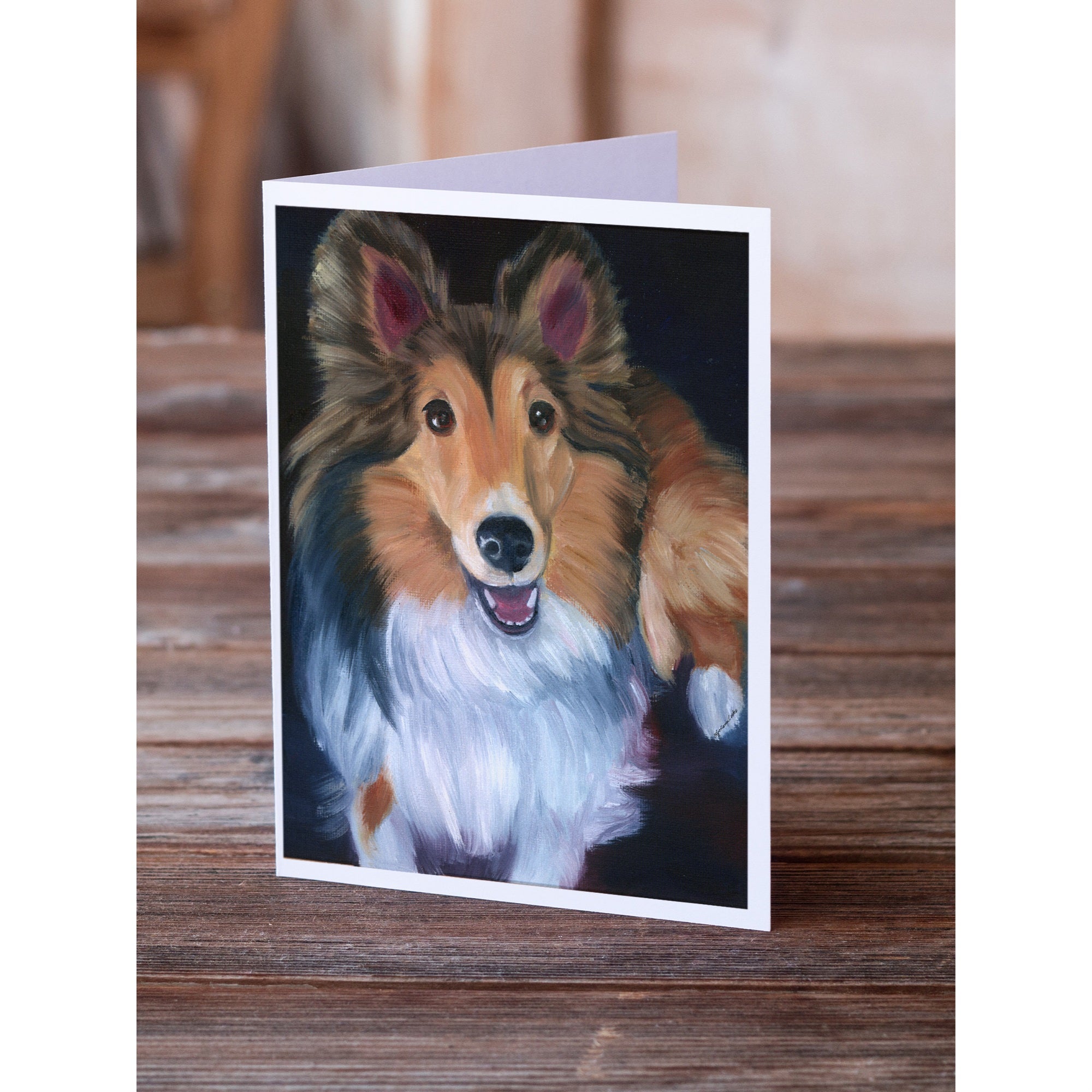 Sheltie Stand Off Greeting Cards And Envelopes Pack Of 8