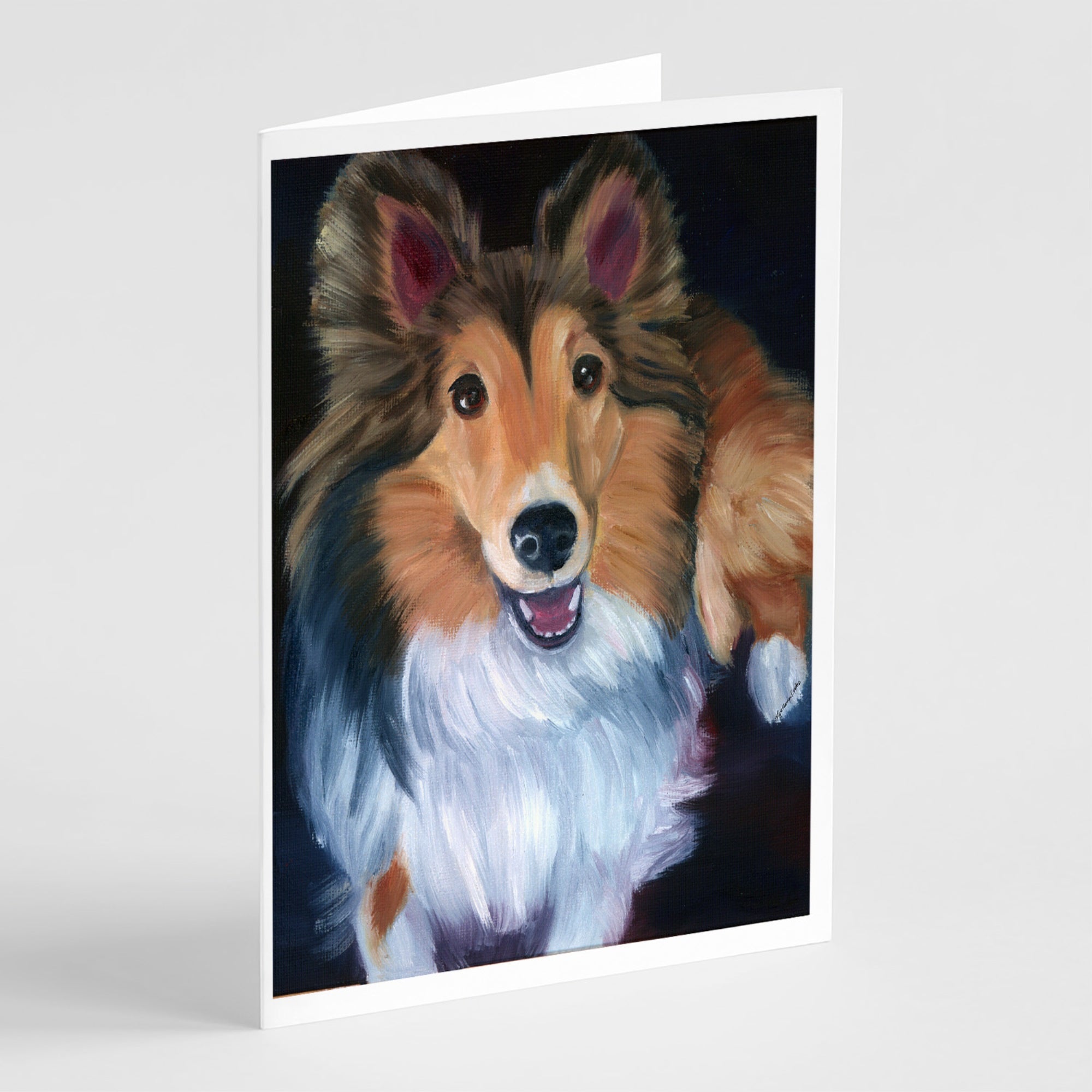 Sheltie Stand Off Greeting Cards And Envelopes Pack Of 8