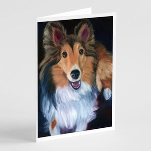 Sheltie Stand Off Greeting Cards And Envelopes Pack Of 8