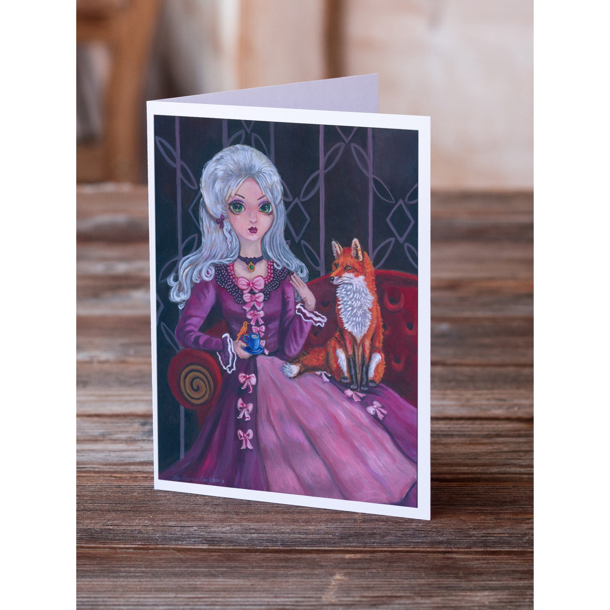 Tea Time Fox Greeting Cards And Envelopes Pack Of 8