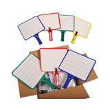 Blank/Lined 2-Sided Rectangular Dry Erase Paddles with Markers, Set of 10