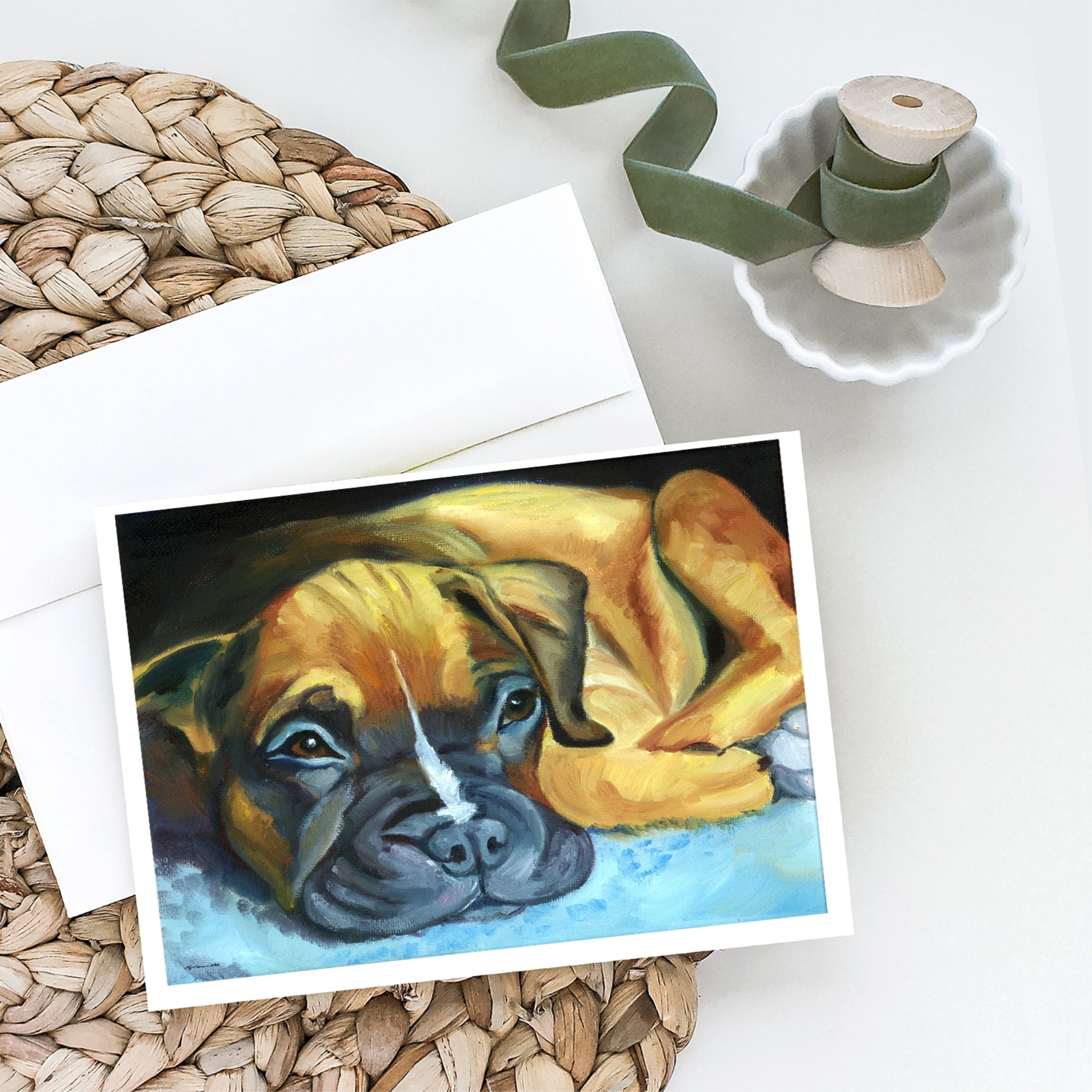 Boxer Pup Greeting Cards And Envelopes Pack Of 8