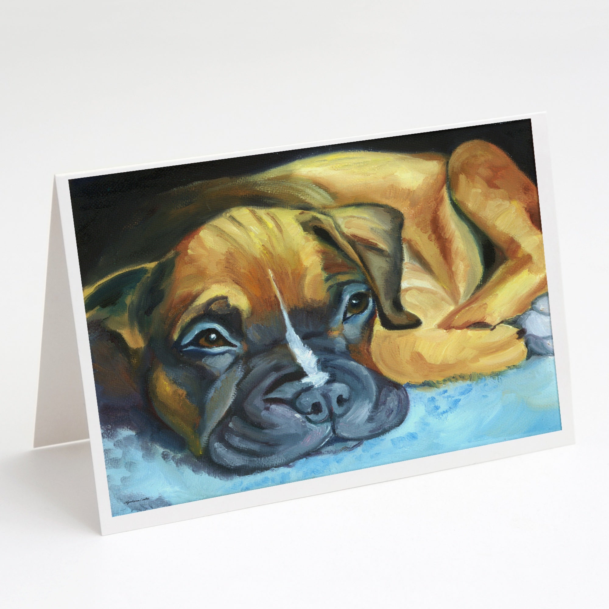 Boxer Pup Greeting Cards And Envelopes Pack Of 8