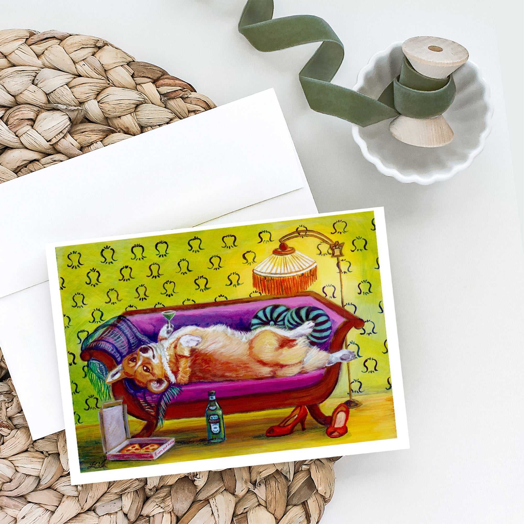 Corgi Home Alone Greeting Cards And Envelopes Pack Of 8