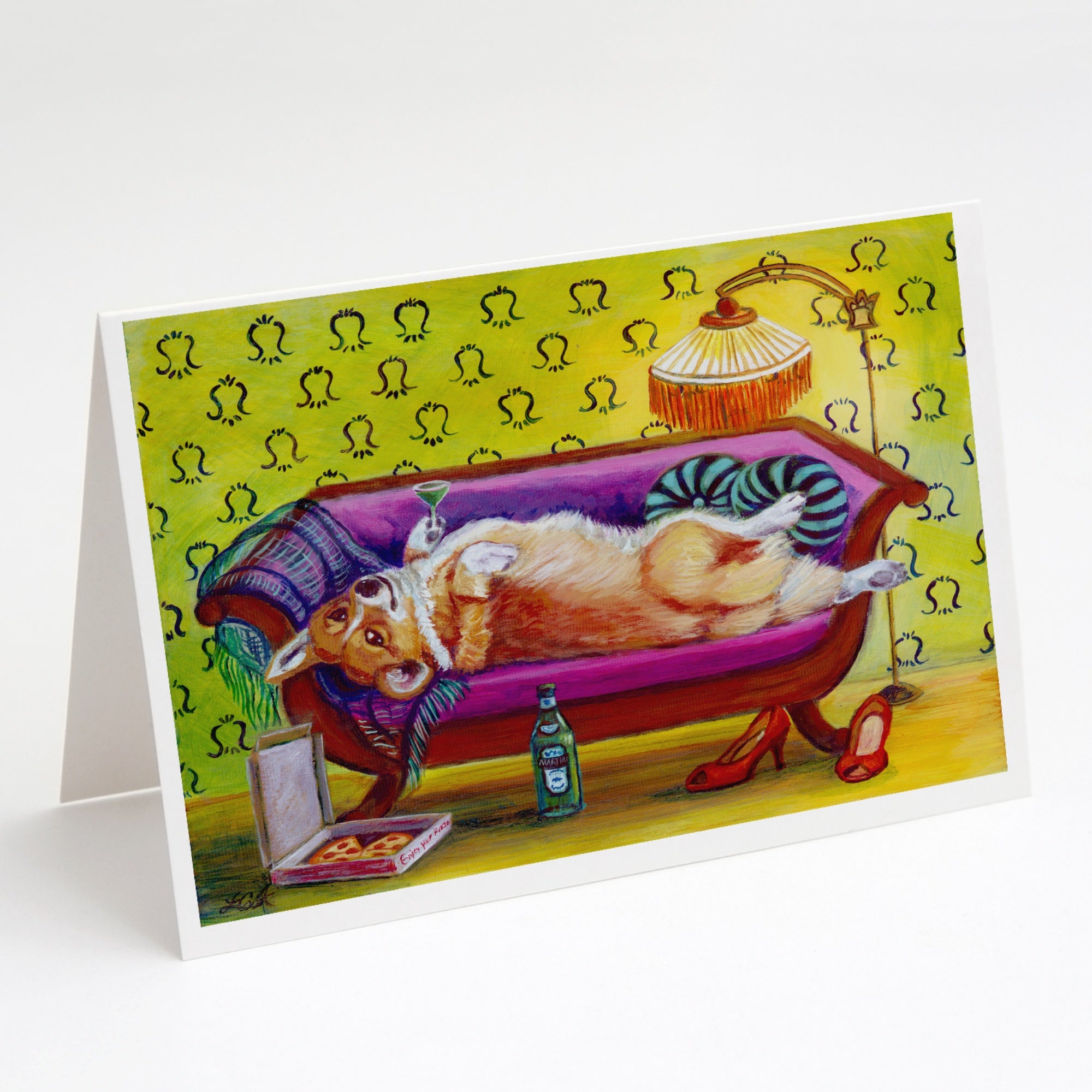 Corgi Home Alone Greeting Cards And Envelopes Pack Of 8