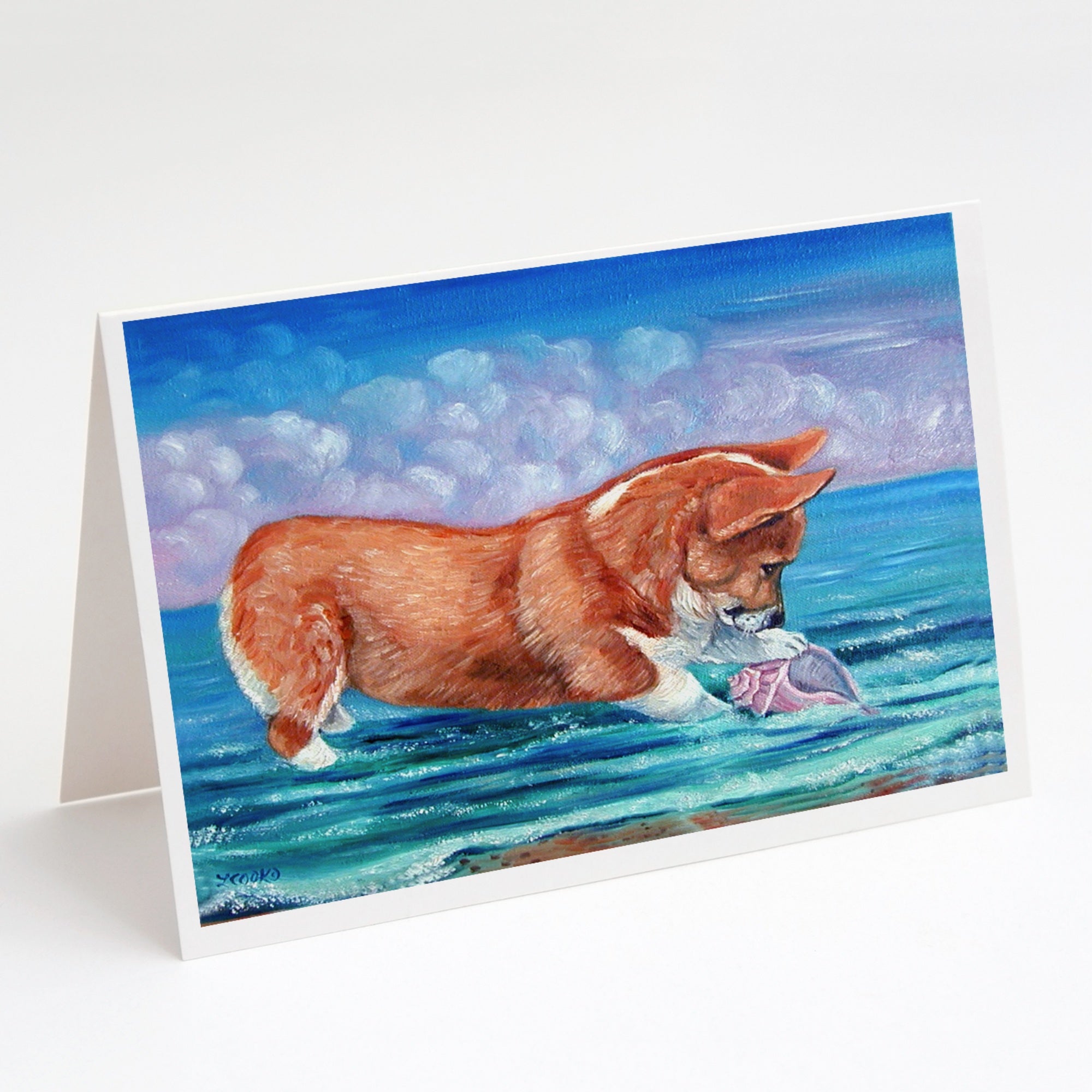 Corgi Sea Shell Find Greeting Cards And Envelopes Pack Of 8
