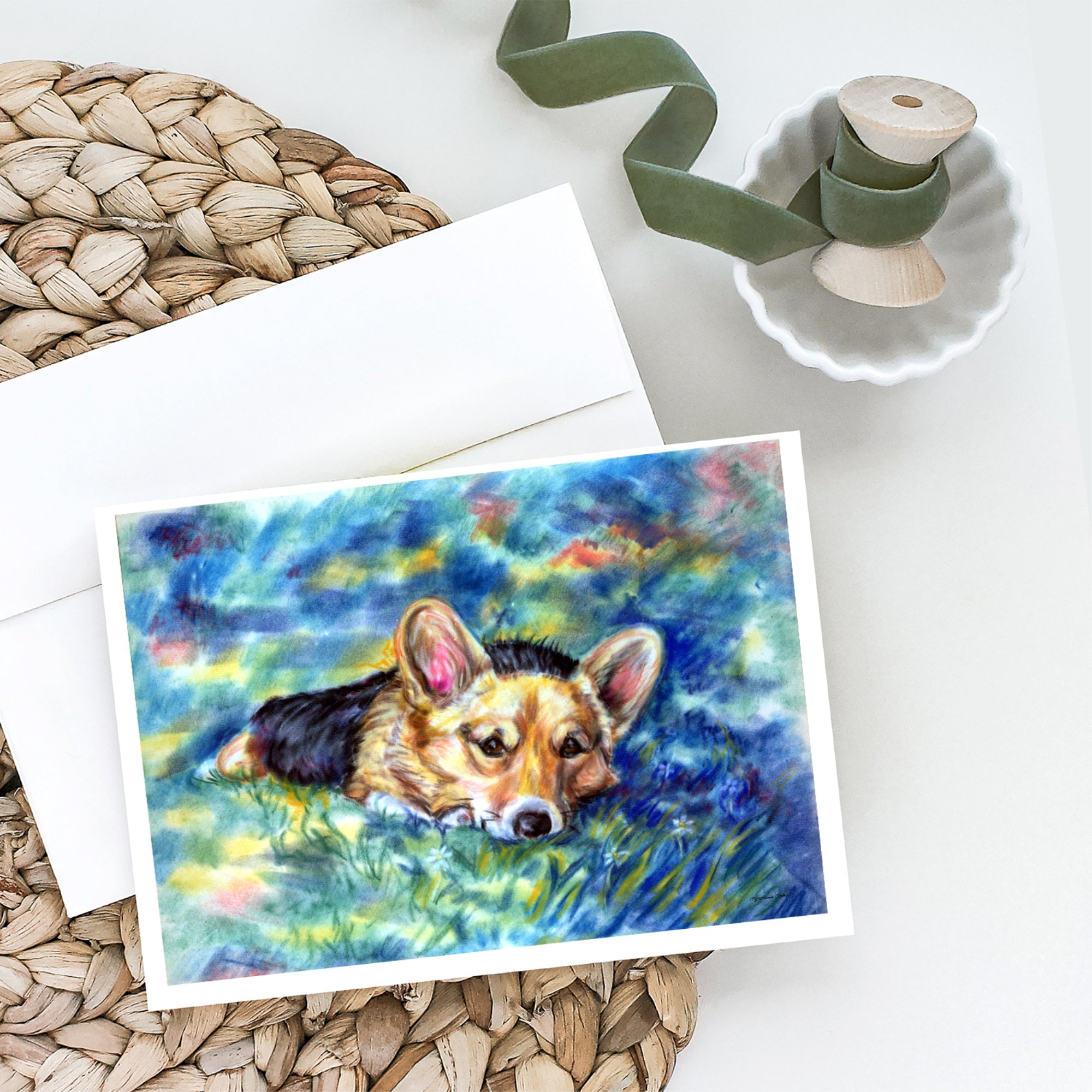 Corgi Tuckered Out Greeting Cards And Envelopes Pack Of 8