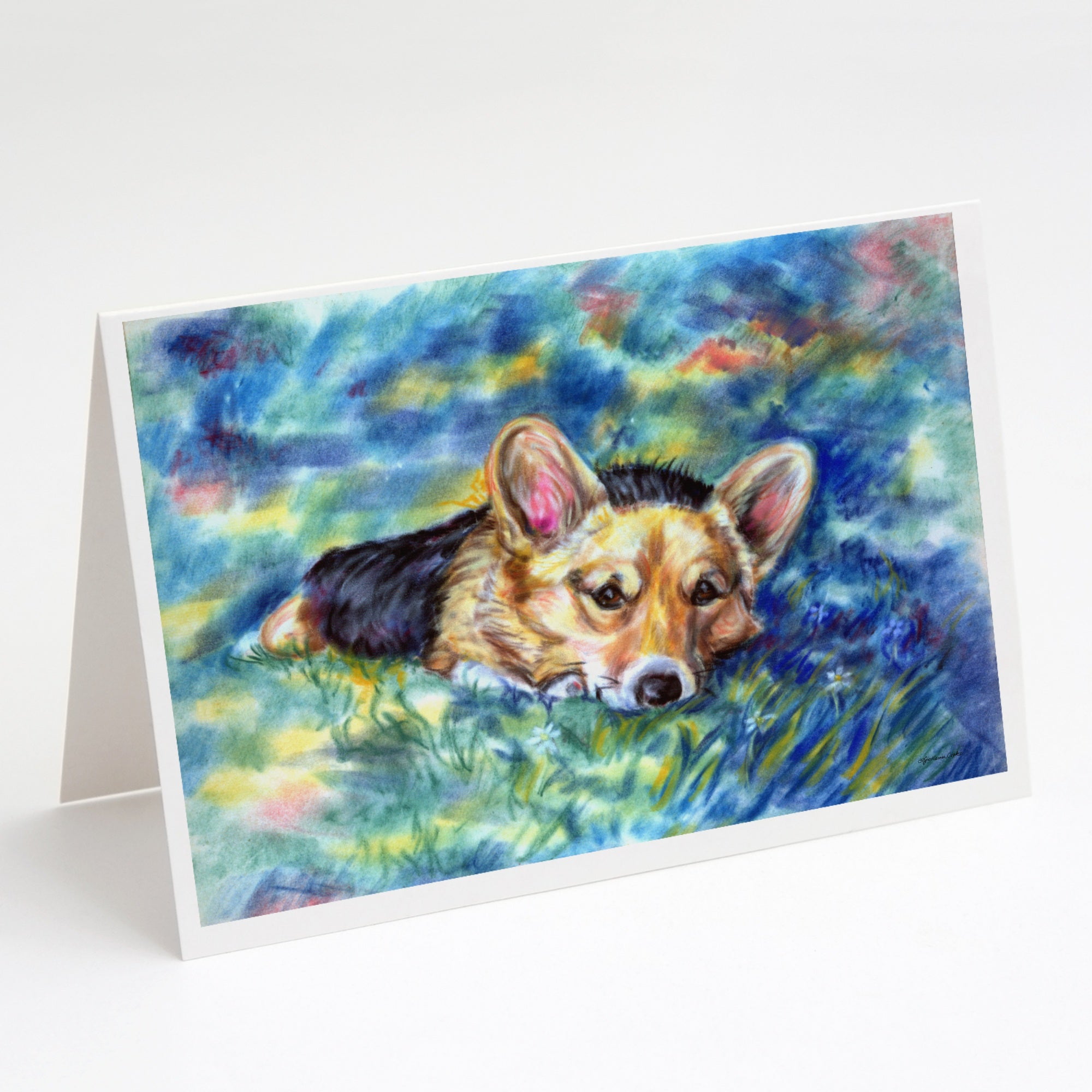 Corgi Tuckered Out Greeting Cards And Envelopes Pack Of 8