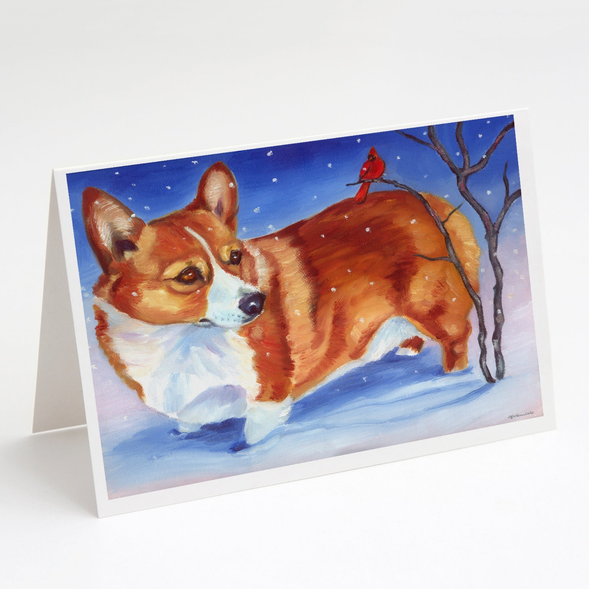 Corgi Cardinal Buddy Greeting Cards And Envelopes Pack Of 8