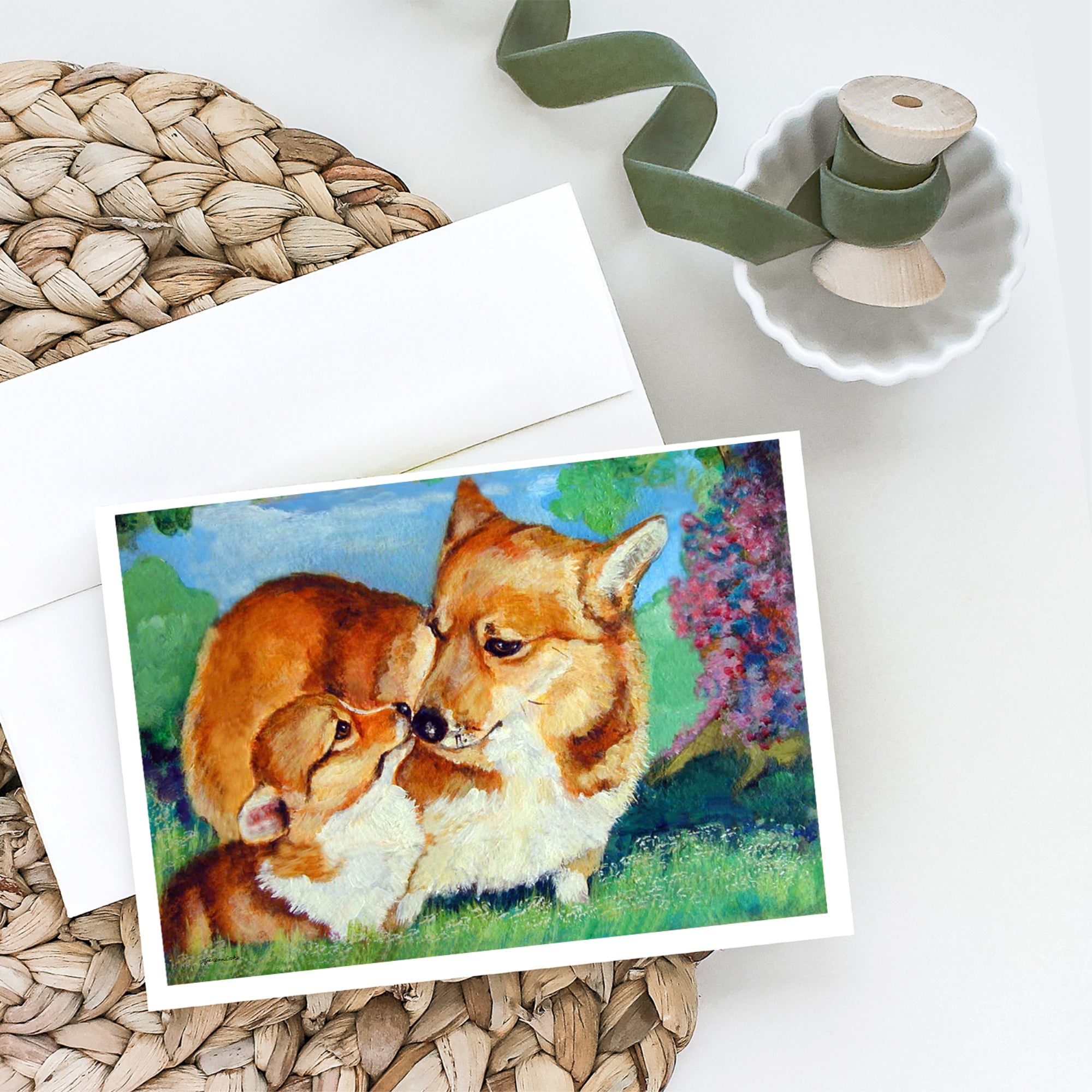 Corgi Momma'S Love Greeting Cards And Envelopes Pack Of 8