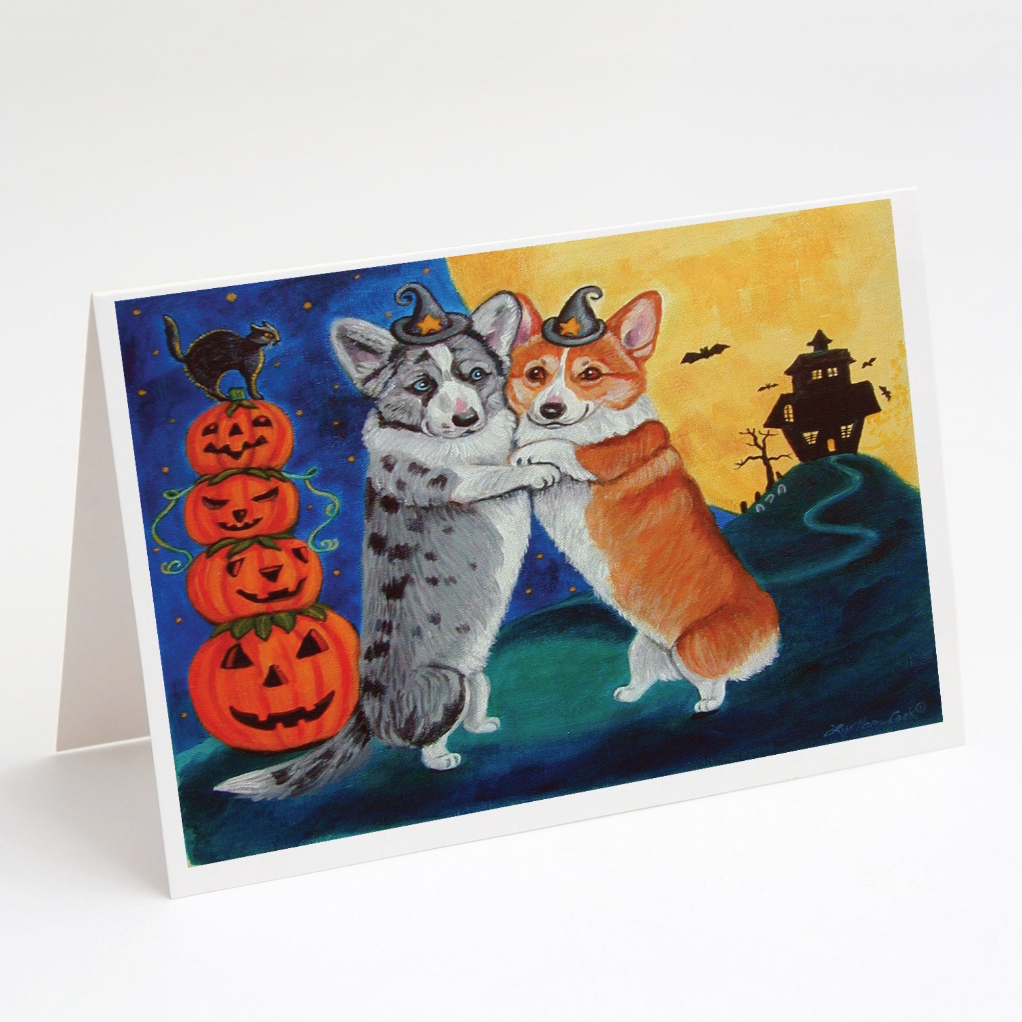 Corgi Halloween Scare Greeting Cards And Envelopes Pack Of 8