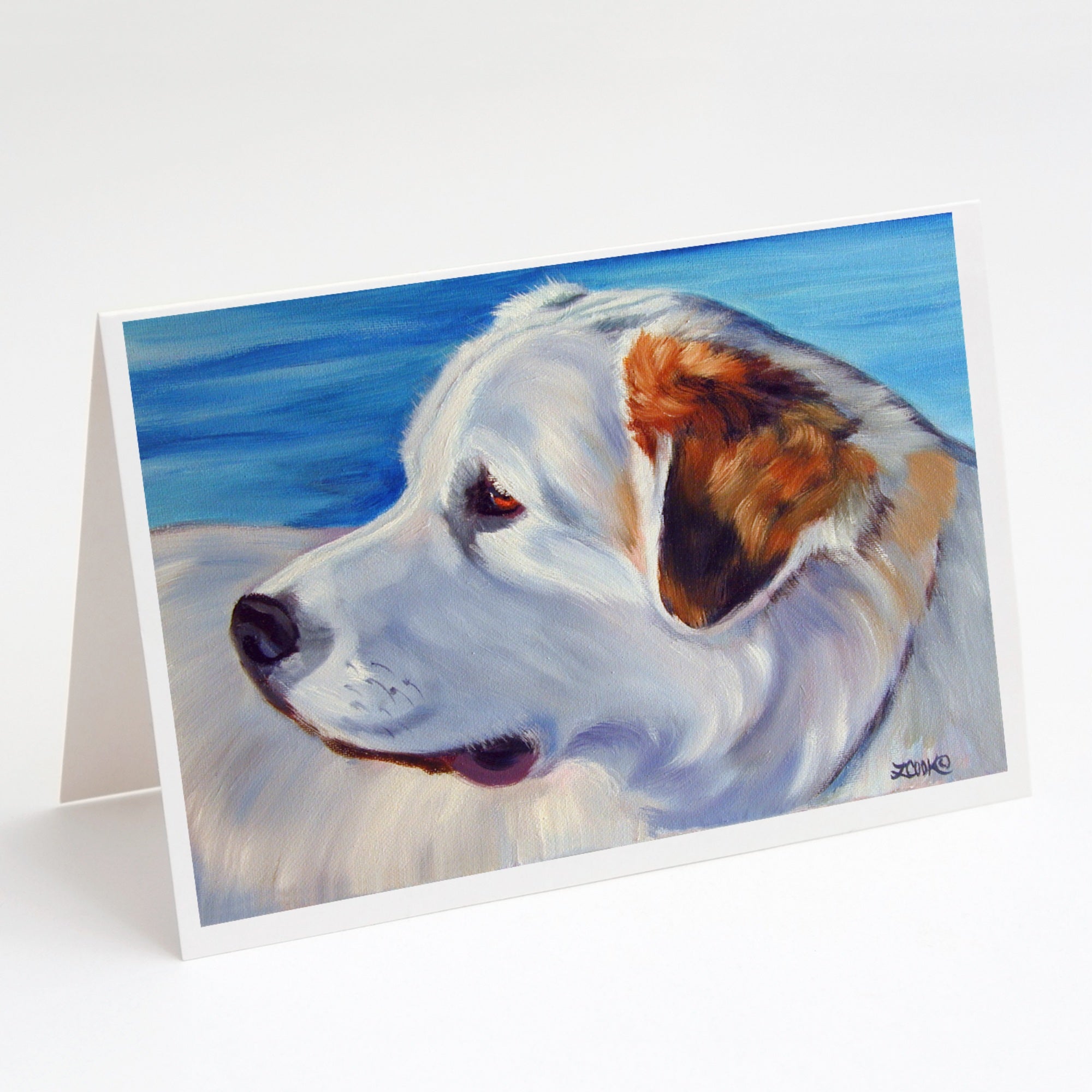 Great Pyrenees At The Beach Greeting Cards And Envelopes Pack Of 8