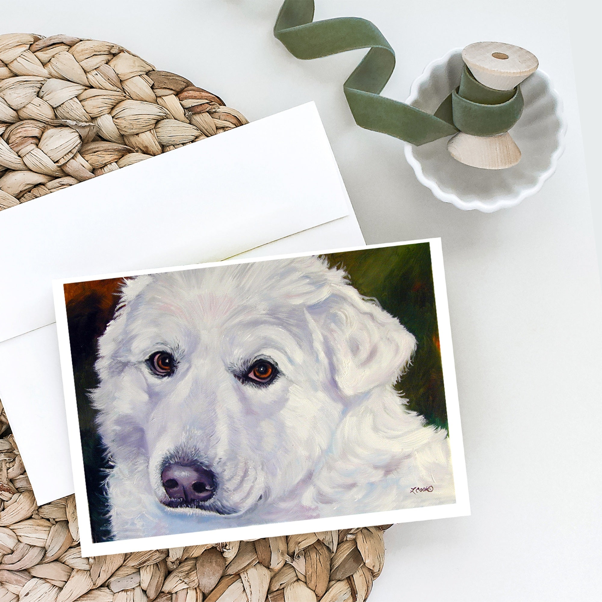 Great Pyrenees Contemplation Greeting Cards And Envelopes Pack Of 8