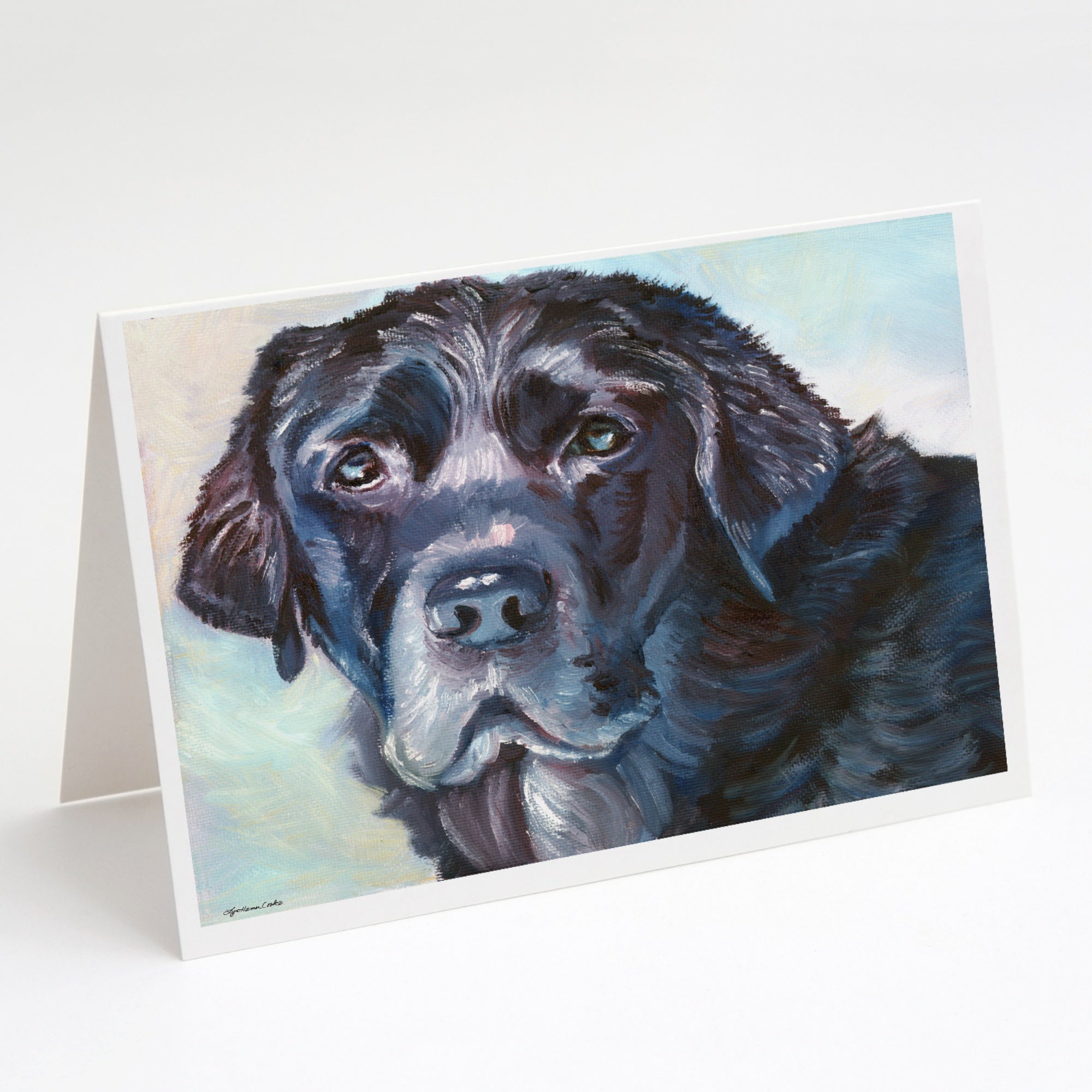 Black Labrador Face Greeting Cards And Envelopes Pack Of 8