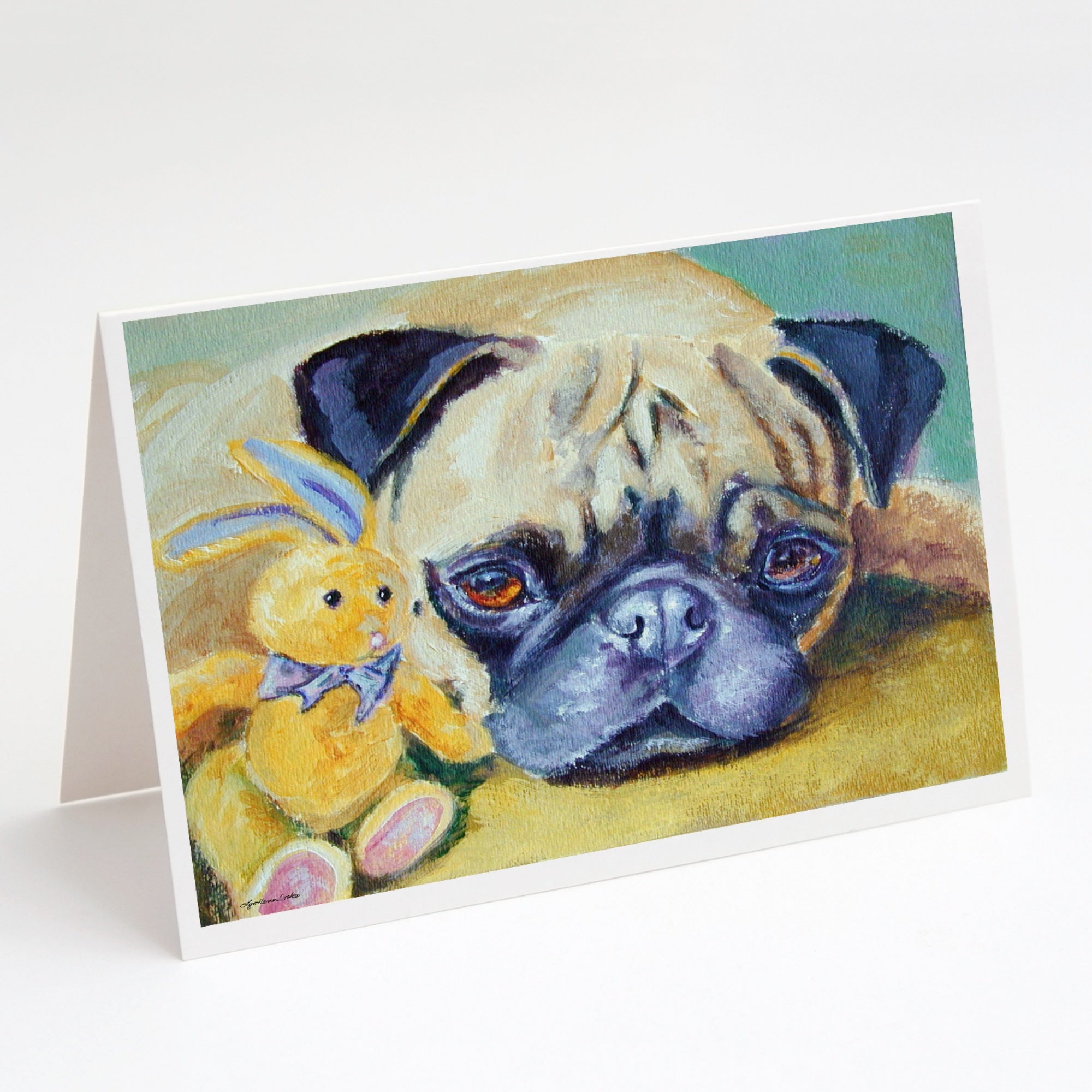 Pug Bunny Rabbit Greeting Cards And Envelopes Pack Of 8