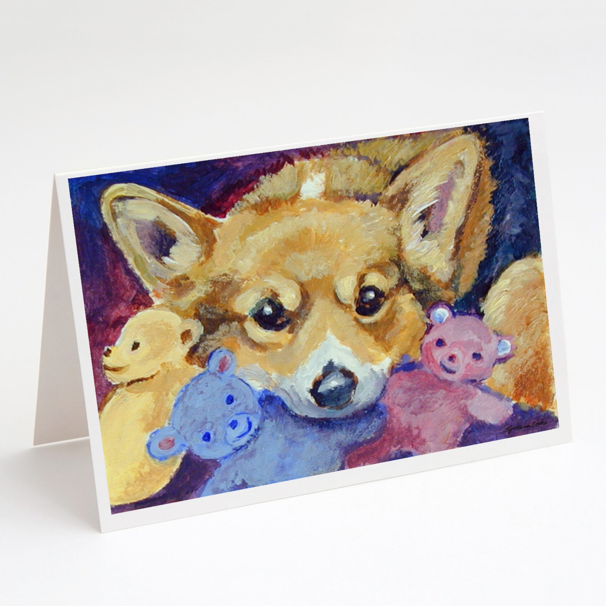 Corgi With All The Toys Greeting Cards And Envelopes Pack Of 8