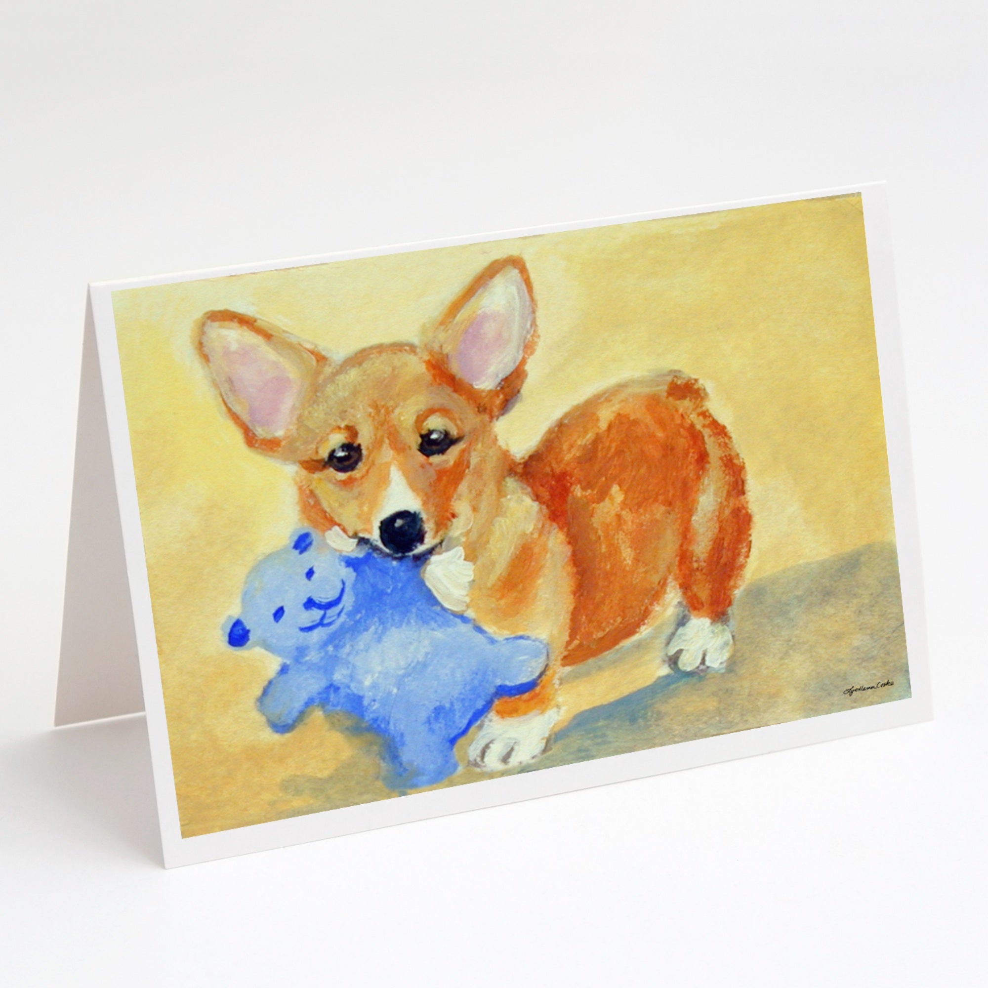 Corgi And Teddy Bear Greeting Cards And Envelopes Pack Of 8
