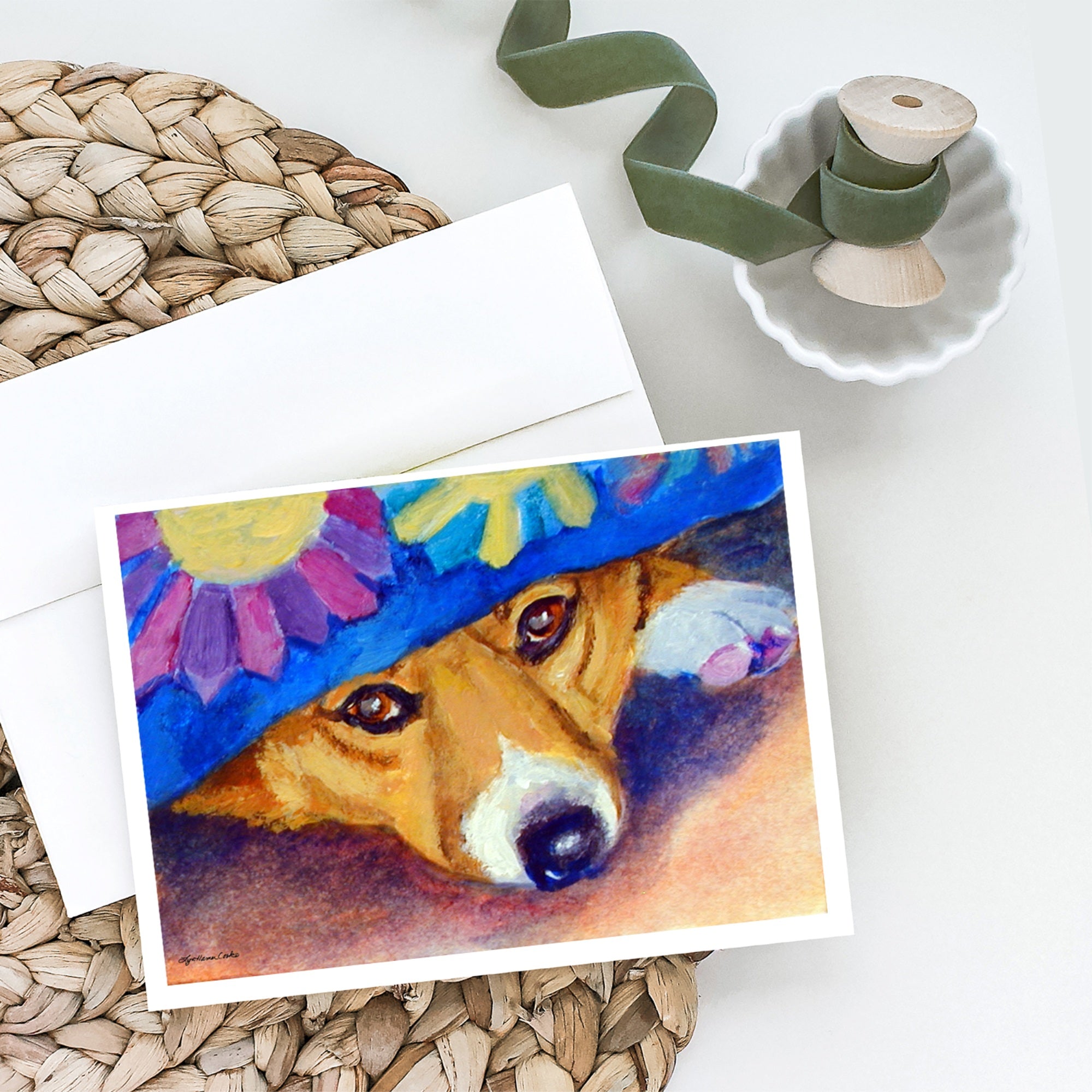 Peek-A-Boo Corgi Greeting Cards And Envelopes Pack Of 8