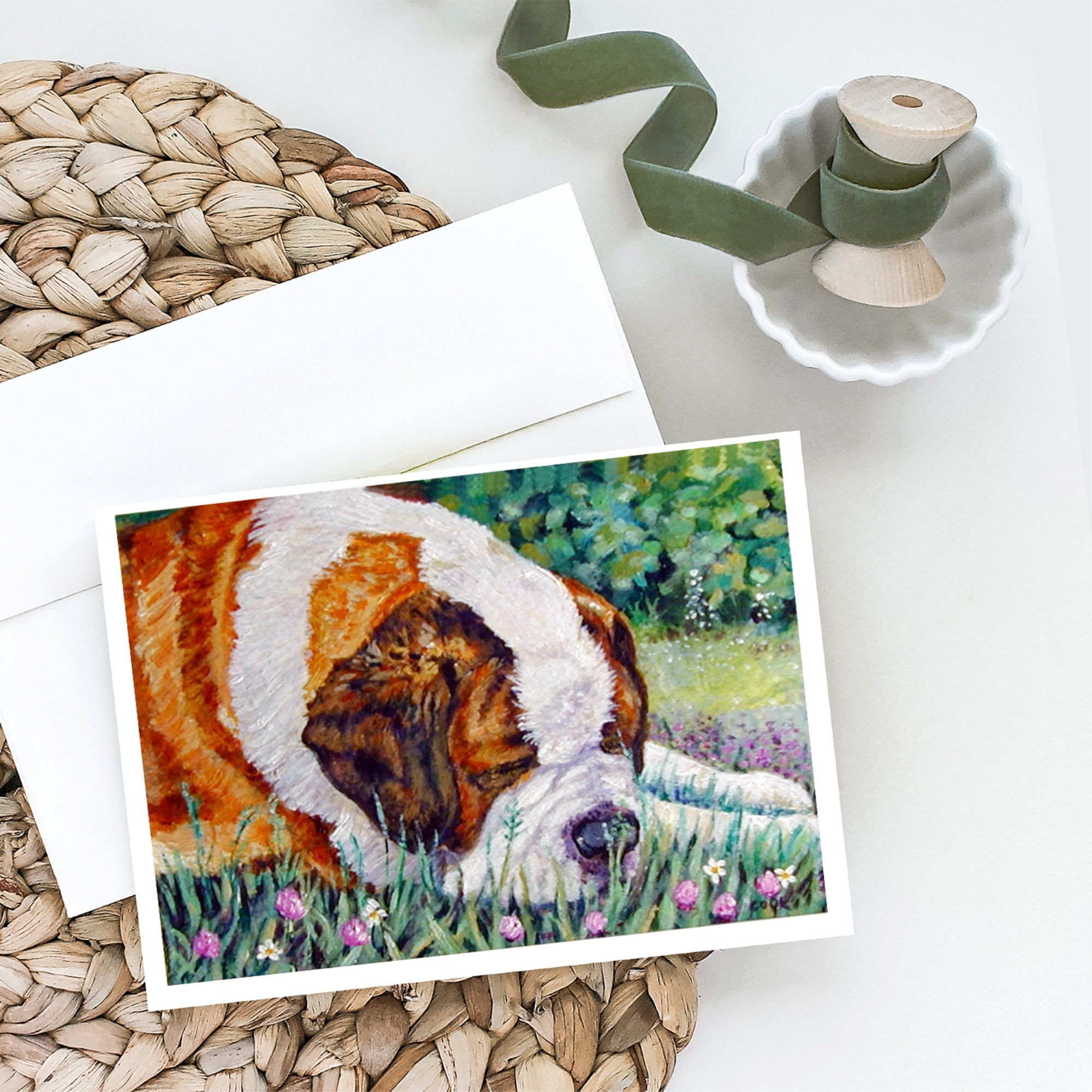 Saint Bernard Naptime Greeting Cards And Envelopes Pack Of 8