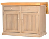 Poplar Kitchen Island With Flip-Up Top In European Ivory With Pine Top
