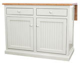 Poplar Kitchen Island With Flip-Up Top In Soft White With Oak Top