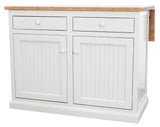 Poplar Kitchen Island With Flip-Up Top In Bright White With Oak Top