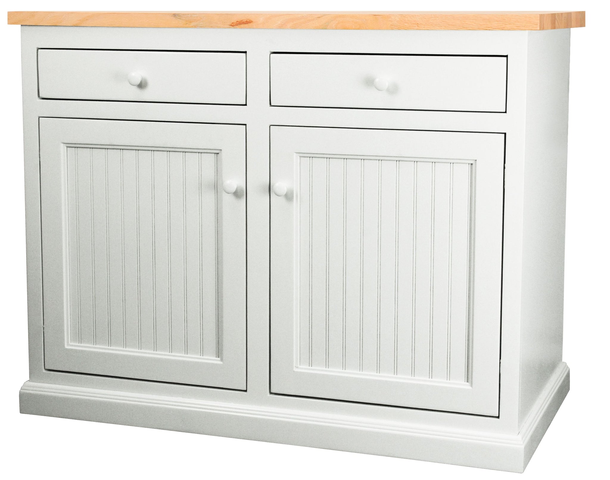 Poplar Kitchen Island In Bright White With Oak Top