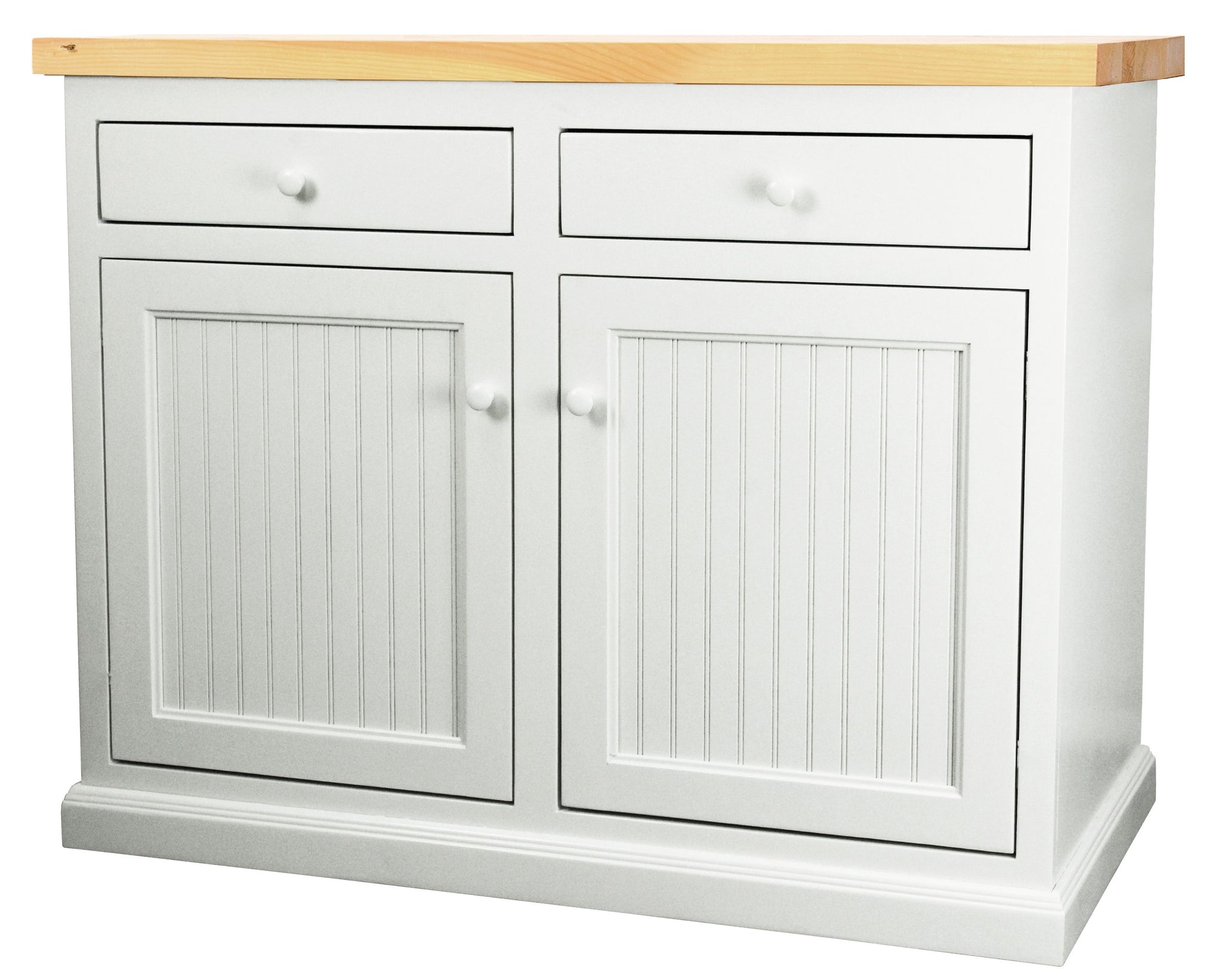Poplar Kitchen Island In Bright White With Pine Top
