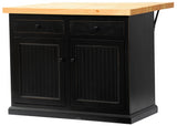 Poplar Kitchen Island With Flip-Up Top In Antique Black With Pine Top