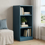 36 Teal Blue Solid Wood Adjustable Three Tier Library Bookcase