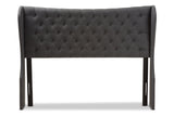 Baxton Studio Cadence Modern And Contemporary Dark Grey Fabric Button-Tufted Queen Size Winged Headboard