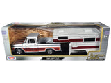 1966 Chevrolet C10 Fleetside Pickup Truck Silver Metallic with Brown Sides with Camper Shell American Classics Series 1/24 Die