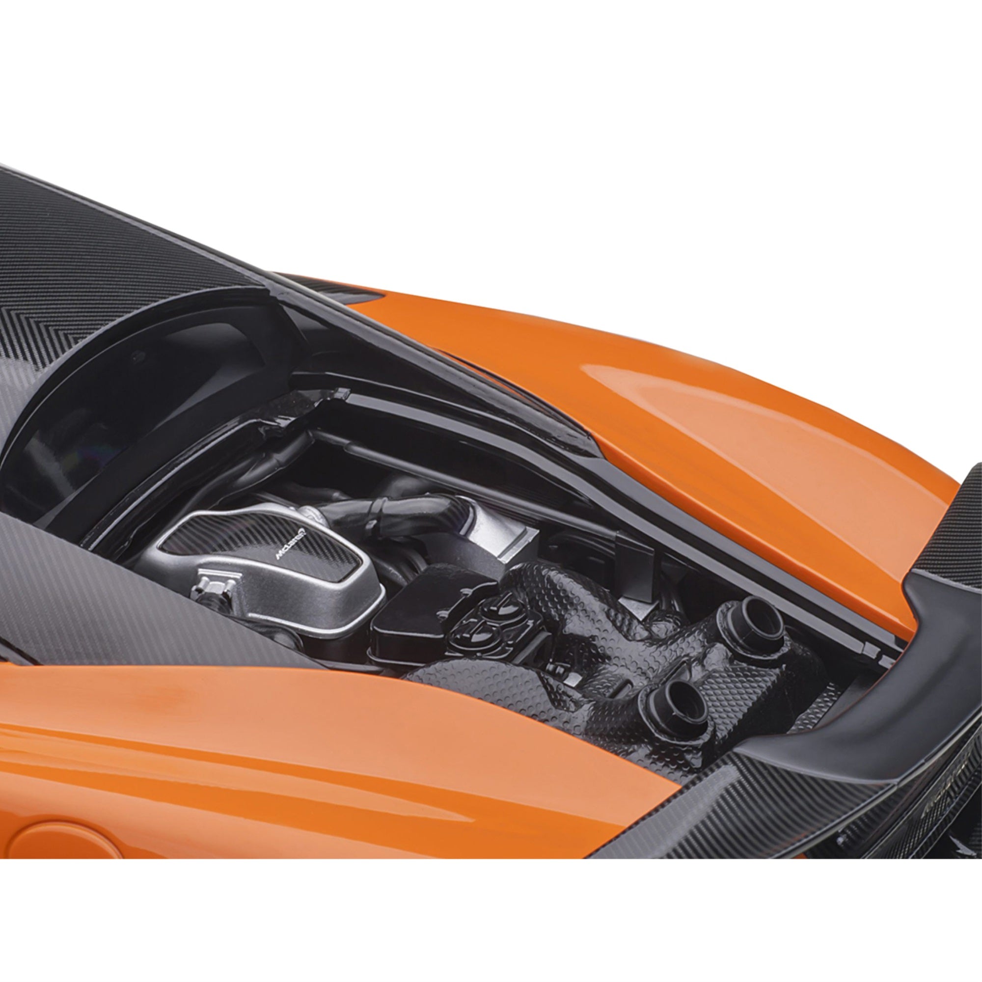 Mclaren 600Lt Myan Orange And Carbon 1/18 Model Car By Autoart