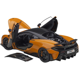 Mclaren 600Lt Myan Orange And Carbon 1/18 Model Car By Autoart