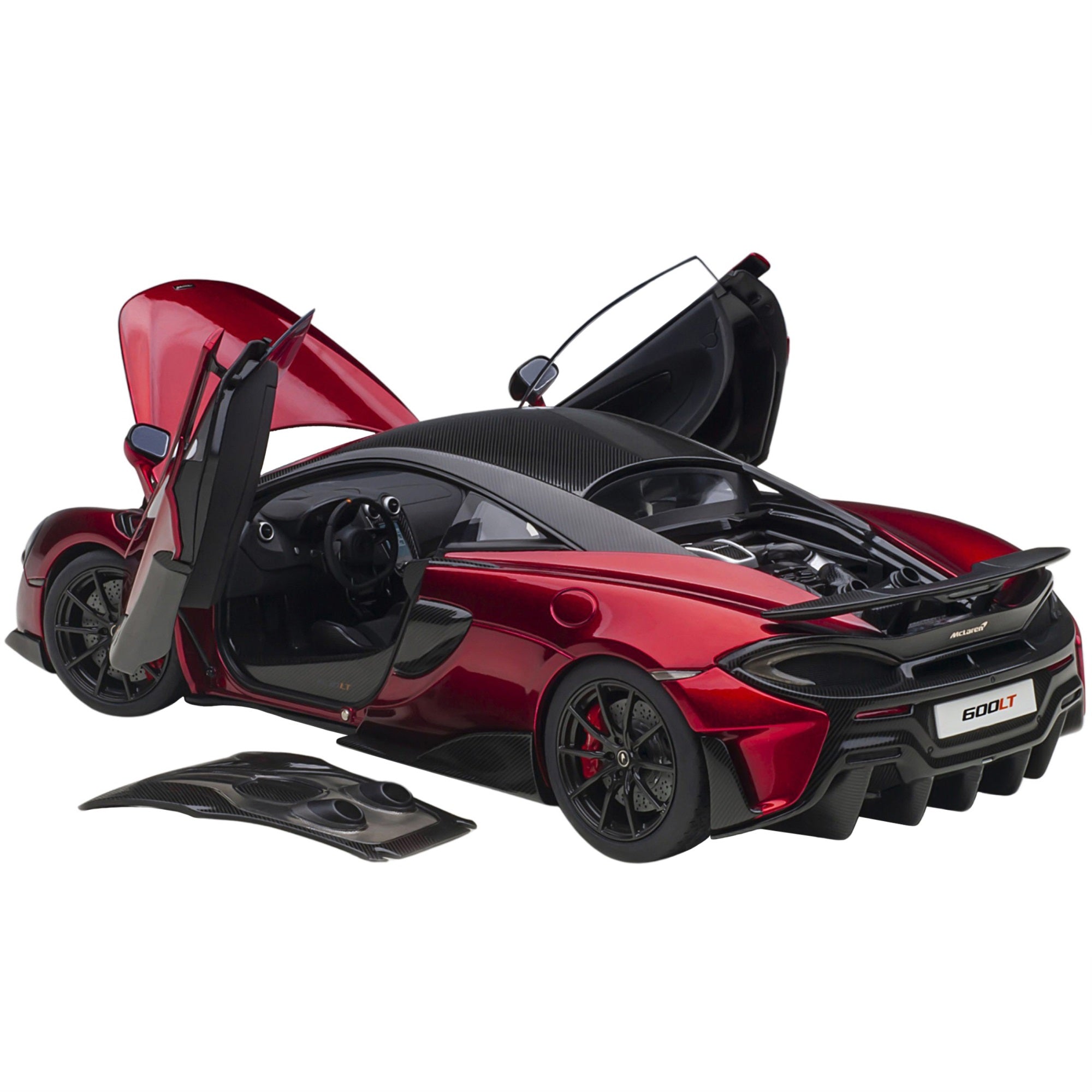 Mclaren 600Lt Vermillion Red And Carbon 1/18 Model Car By Autoart