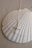 Rose Ever Blooming Cross Necklace | Sterling Silver