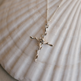 Rose Ever Blooming Cross Necklace | Sterling Silver