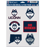 Connecticut Huskies Decal Multi Use Fan 6 Pack Special Order