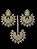 DJET97 Subhana gold plated chandbali earrings tika set -clear ( READY TO SHIP )