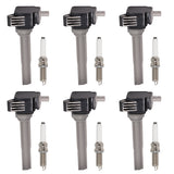 Set of 6 Ignition coil + Spark Plug for Lincoln 2016-2020 Continental MKZ MKX Ford 2015-2018 F-150 Edge V6 3.0L 2.7L