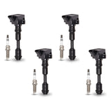 Set of 4 Ignition coil + Spark Plug for Volvo 2015-2021 XC60 S60 XC90 l4 2.0L