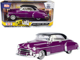 1950 Chevrolet Bel Air Lowrider Purple Metallic with Black Top and White Interior Get Low Series 1/24 Diecast Model Car by Mot