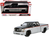 2006 Chevrolet Silverado Custom Pickup Truck Silver Metallic and Black with Red Stripes DieCast Collection Series 1/25 Diecas