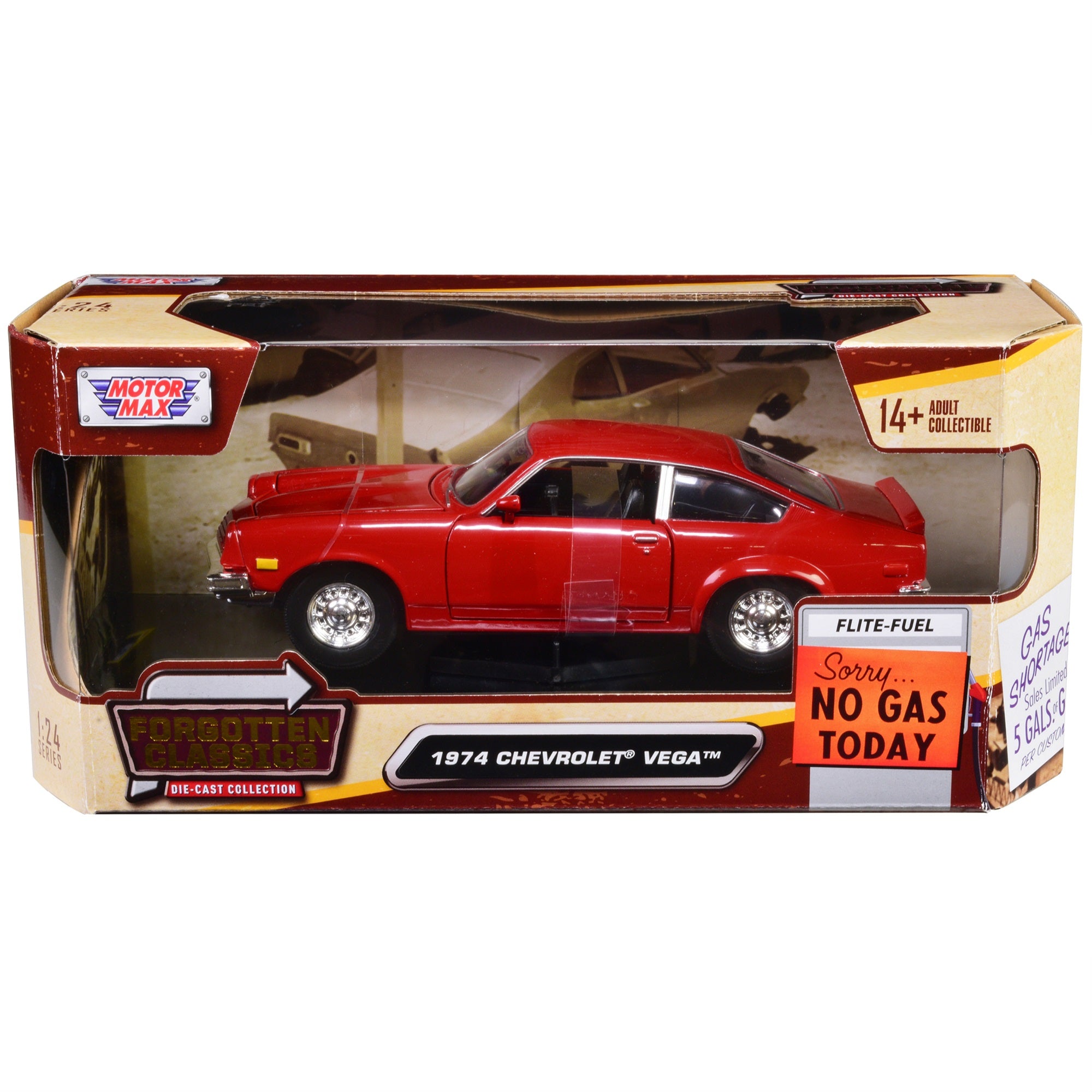 1974 Chevrolet Vega Red Forgotten Classics Series 1/24 Diecast Model Car By Motormax
