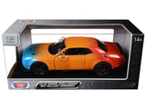 2018 Dodge Challenger SRT Hellcat Widebody Blue Orange and Red Gradient Custom Wrap Series 1/24 Diecast Model Car by Motormax