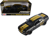 2018 Dodge Challenger SRT Hellcat Widebody Matt Black with Gold Stripes and Graphics Midnight Eclipse Series 1/24 Diecast Mode