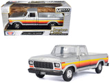 1979 Ford F150 Custom Pickup Truck Silver Metallic with Side Stripes American Classics Series 1/24 Diecast Model Car by Motor